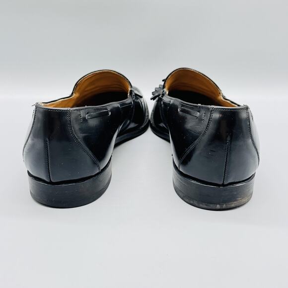 Johnston & Murphy Shoes Mens 10 Black Leather Tassel Loafers Made USA Vtg main image 4